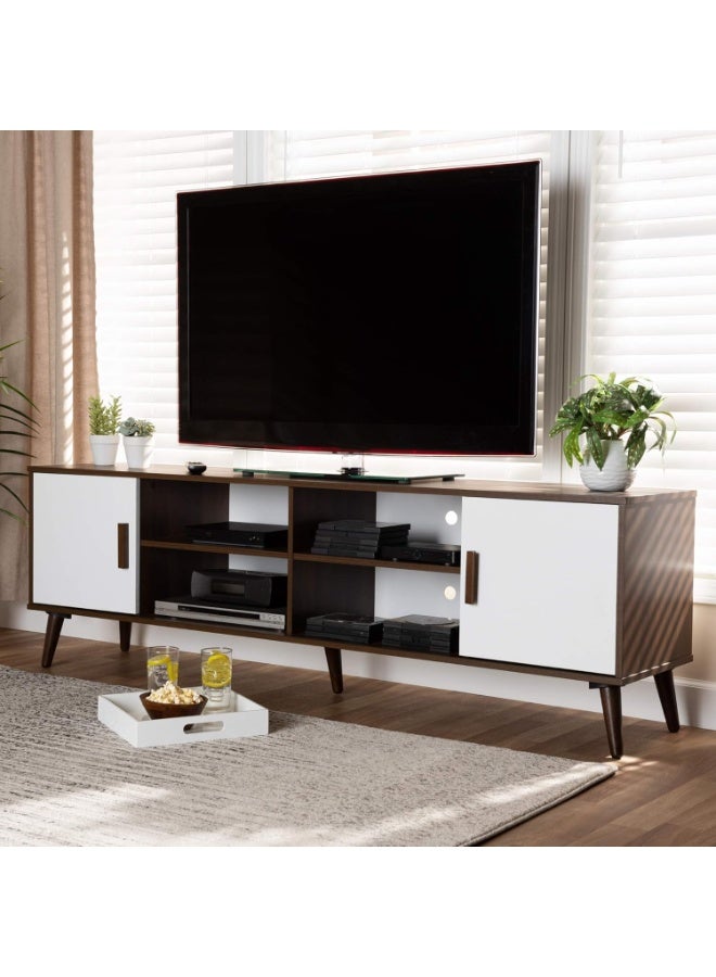 Baxton Studio TV Stands, One Size, Walnut Brown/White - Image 2